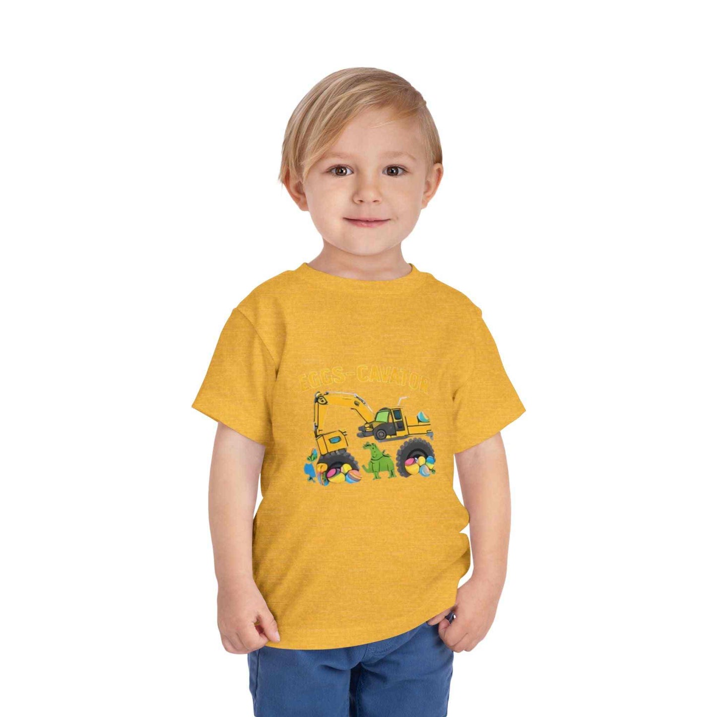 Eggs-cavator toddler tee with excavator and Easter eggs design for kids