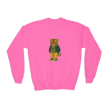 Youth Lion Graphic Crewneck Sweatshirt, Cute Animal Apparel, Kids Casual Wear, Gifts for Young Animal Lovers, Fun & Playful Outfit