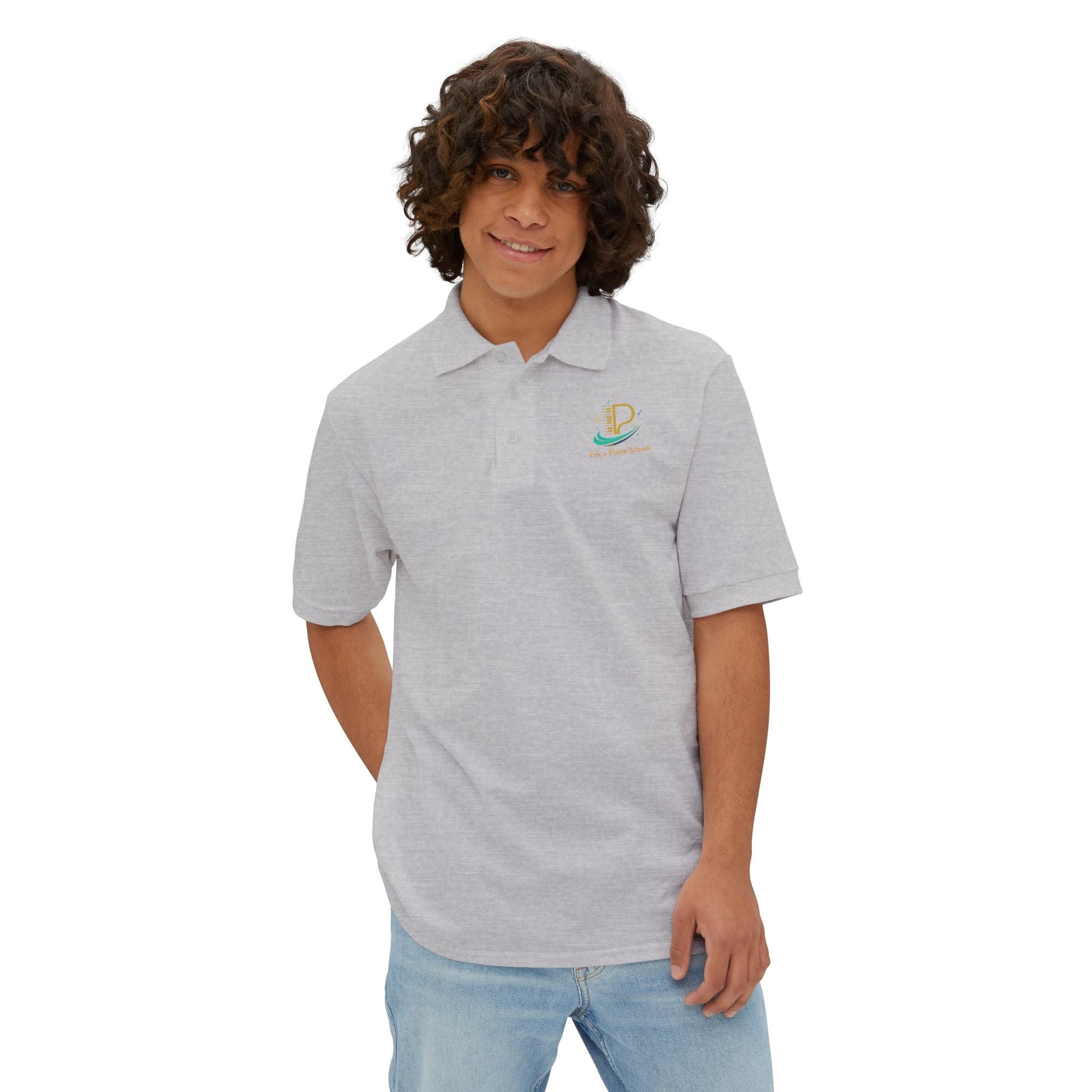 Men's light breathable piqué polo shirt with Coastal Coffee Logo embroidered on chest