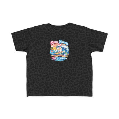 Some Bunny Loves The Wave Easter T-shirt with cute surfing bunny and pastel eggs on sunset waves