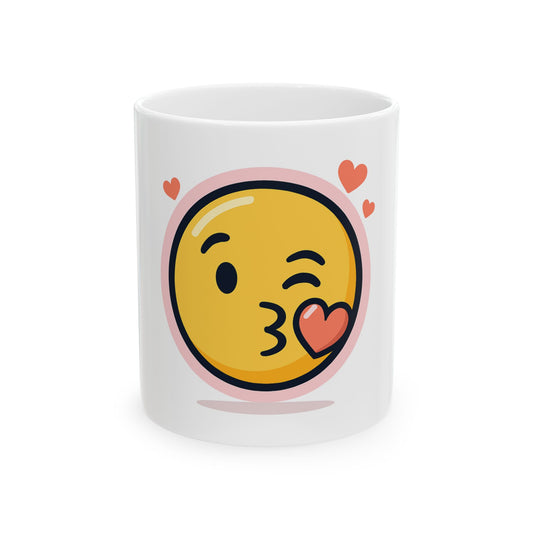 Kiss Emoji Ceramic Mug - Perfect Gift for Friends, Coffee Lovers, Valentine's Day, Anniversary, Cute Home Decor