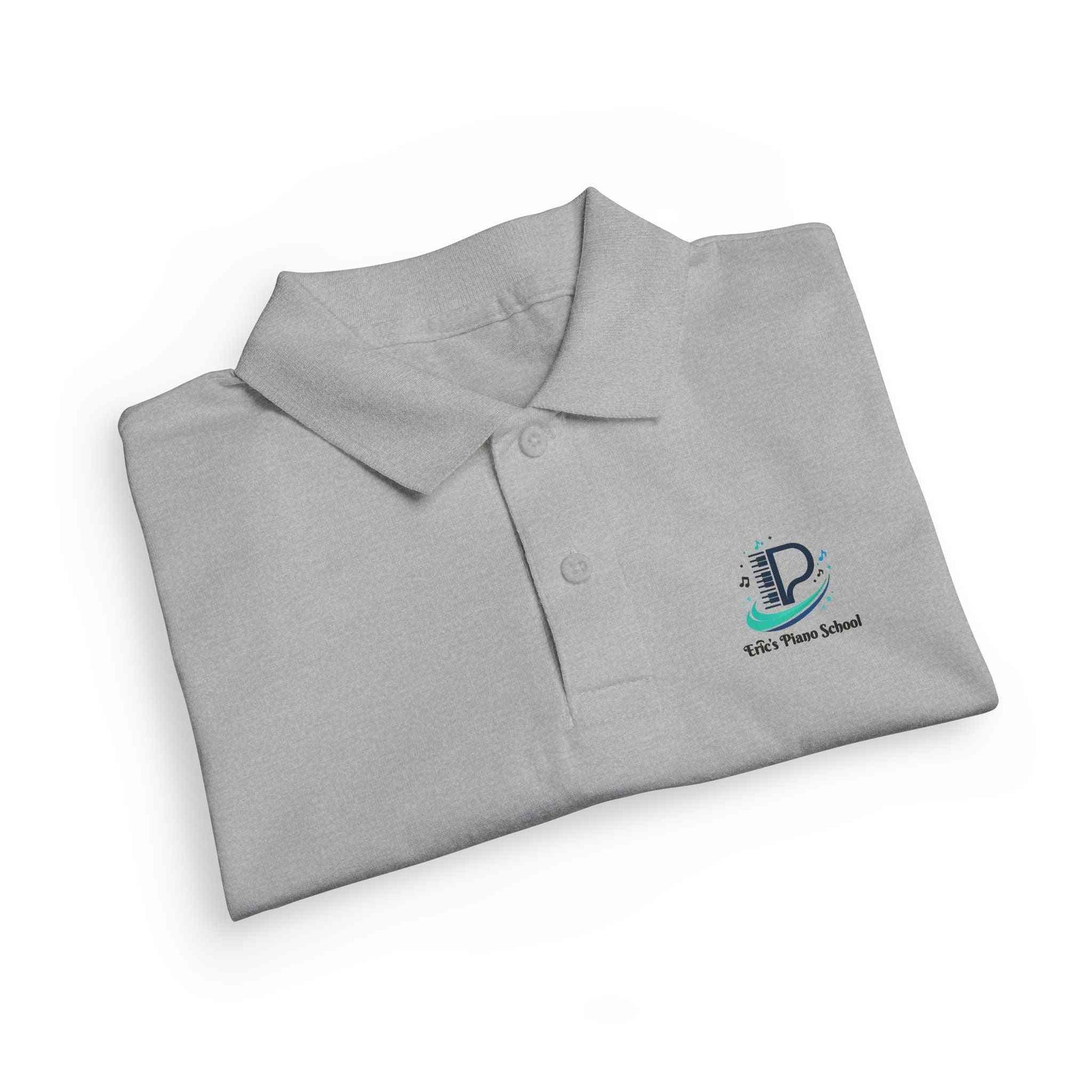 Youth polo shirt in DryBlend fabric with small school logo and three-button placket