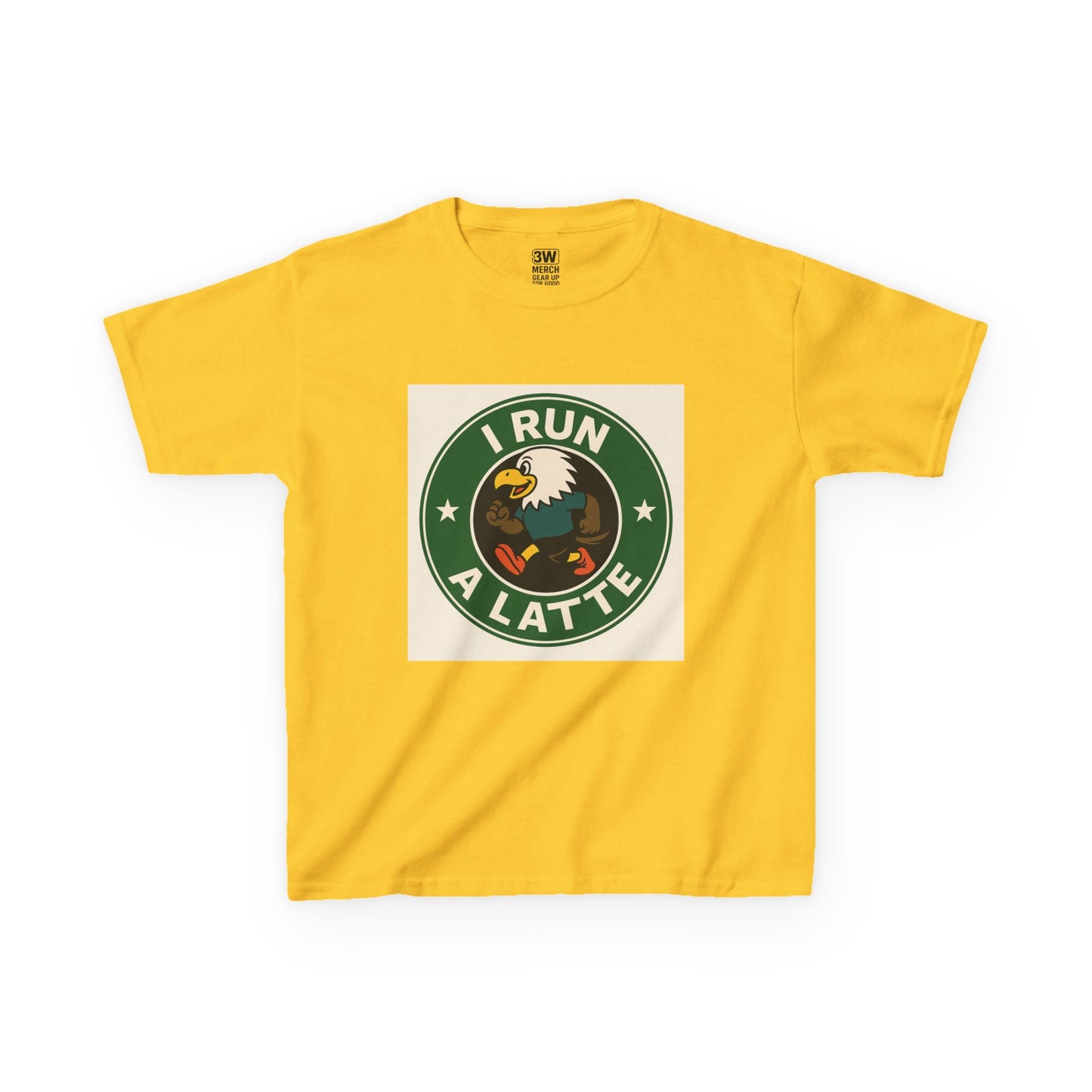 I Run a Latte Shirt – Funny Running Eagle Coffee Lover Tee, Marathon Runner Gift, Fitness & Caffeine Humor Top