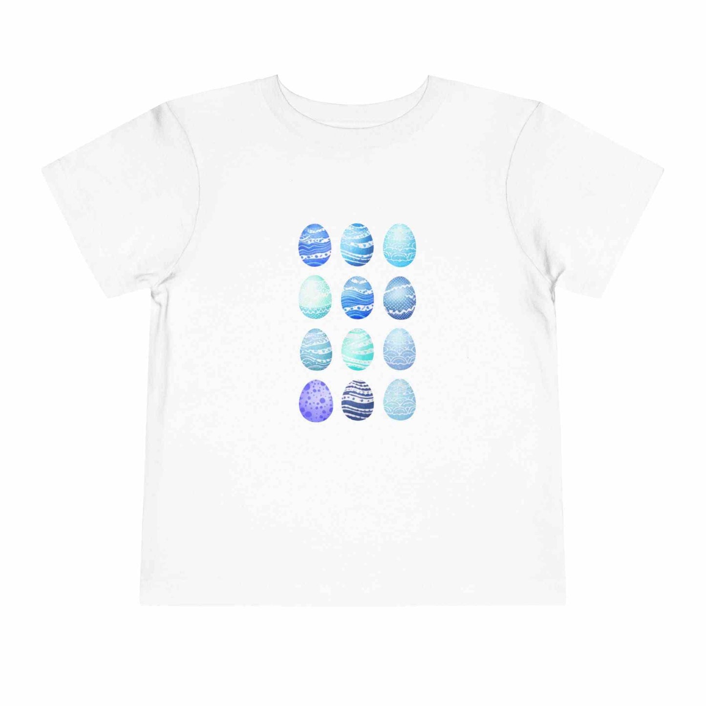 Blue toddler tee with watercolor Easter egg design for boys
