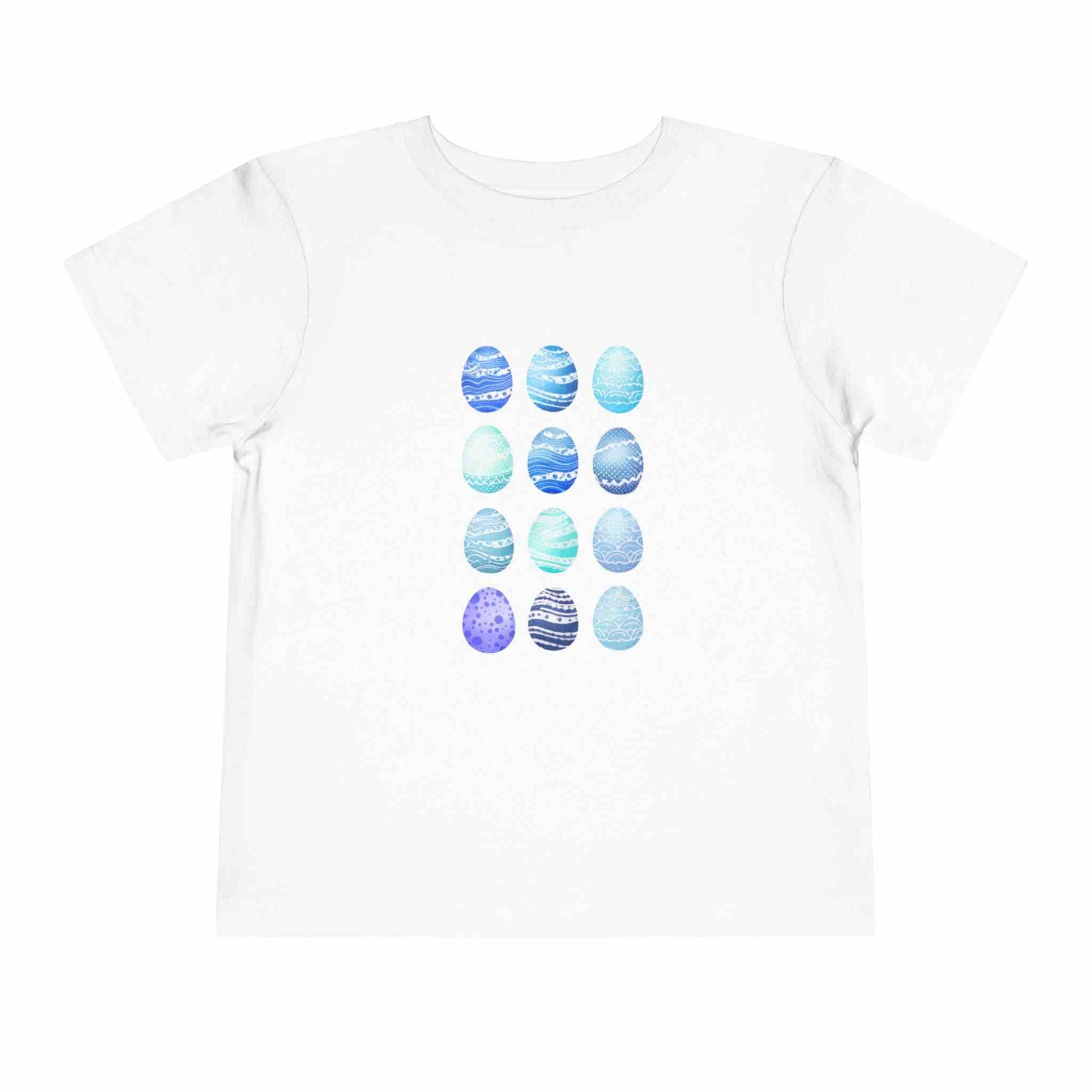 Blue toddler tee with watercolor Easter egg design for boys