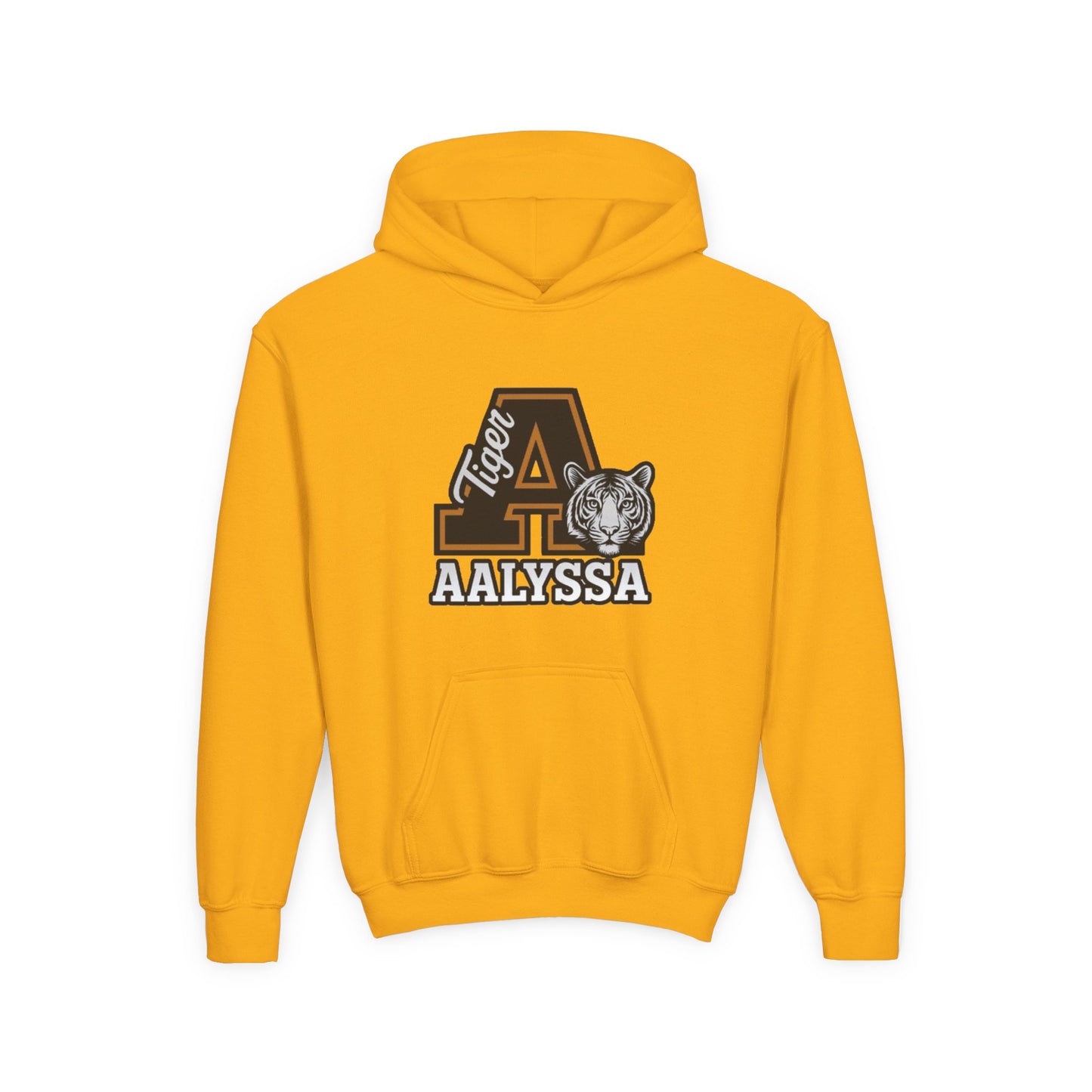 Customizable Big A - Youth Heavy Blend Hooded Sweatshirt - Tiger Theme - Customizable/ Personalize
