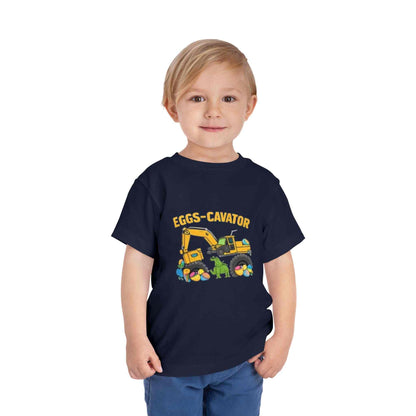Toddler Easter shirt with cute eggs-cavator excavator and colorful Easter eggs design