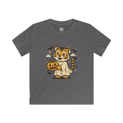Kids Halloween Tee, Tiger with Pumpkin Shirt, Halloween Costume Tee, Cute Kids Shirt, Trick or Treat Top
