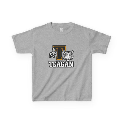 Custom Varsity Letter T-Shirt with Tiger Mascot | Personalized School Spirit Tee | Evelyn Name Shirt for Kids