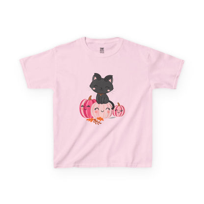 Kawaii Black Cat Pumpkin T-Shirt | Cute Spooky Fall Shirt | Halloween Aesthetic Tee | Pink Pumpkin Shirt | Cozy Autumn Outfit | Trending Gift for Cat Lovers
