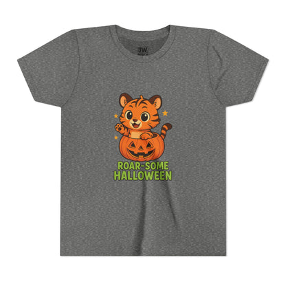 Roar-some Halloween Youth Tee | Fun Kids' Shirt for Halloween Parties, Trick-or-Treating, Costume Events, Autumn Wear, Gift Ideas, Motivation T-shirts