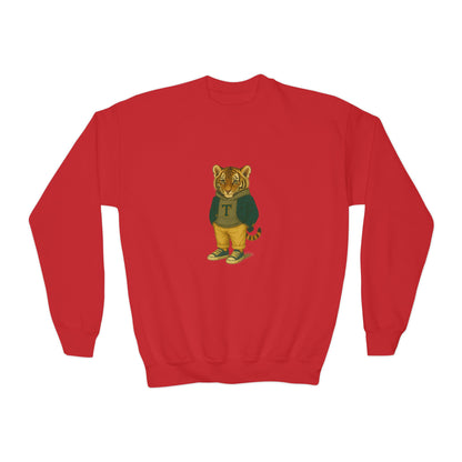 Youth Lion Graphic Crewneck Sweatshirt, Cute Animal Apparel, Kids Casual Wear, Gifts for Young Animal Lovers, Fun & Playful Outfit