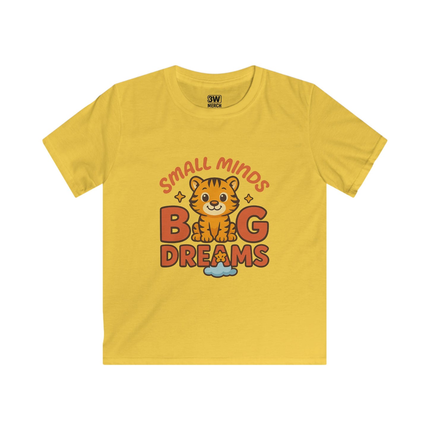 Kids Graphic Tee - Small Minds Big Dreams, Cute Tiger Tee, Birthday Gift, Playtime Shirt, Positive Quote Apparel, Fun Kids T-Shirt