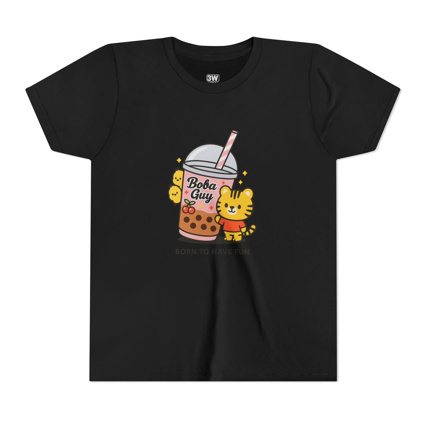 Kawaii Tiger Boba Tee – “Born to Have Fun” | Cute Boba Shirt | Y2K Kawaii Aesthetic | K-Pop Core Outfit | Bubble Tea Lover Gift | Trendy Graphic T-Shirt