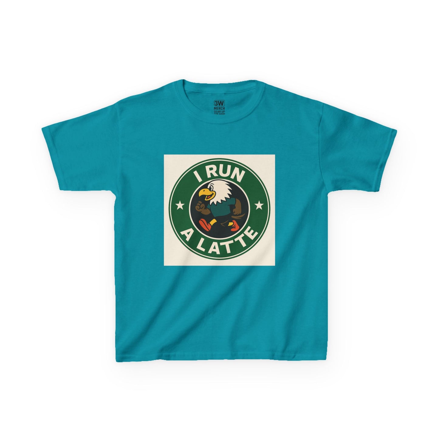 I Run a Latte Shirt – Funny Running Eagle Coffee Lover Tee, Marathon Runner Gift, Fitness & Caffeine Humor Top