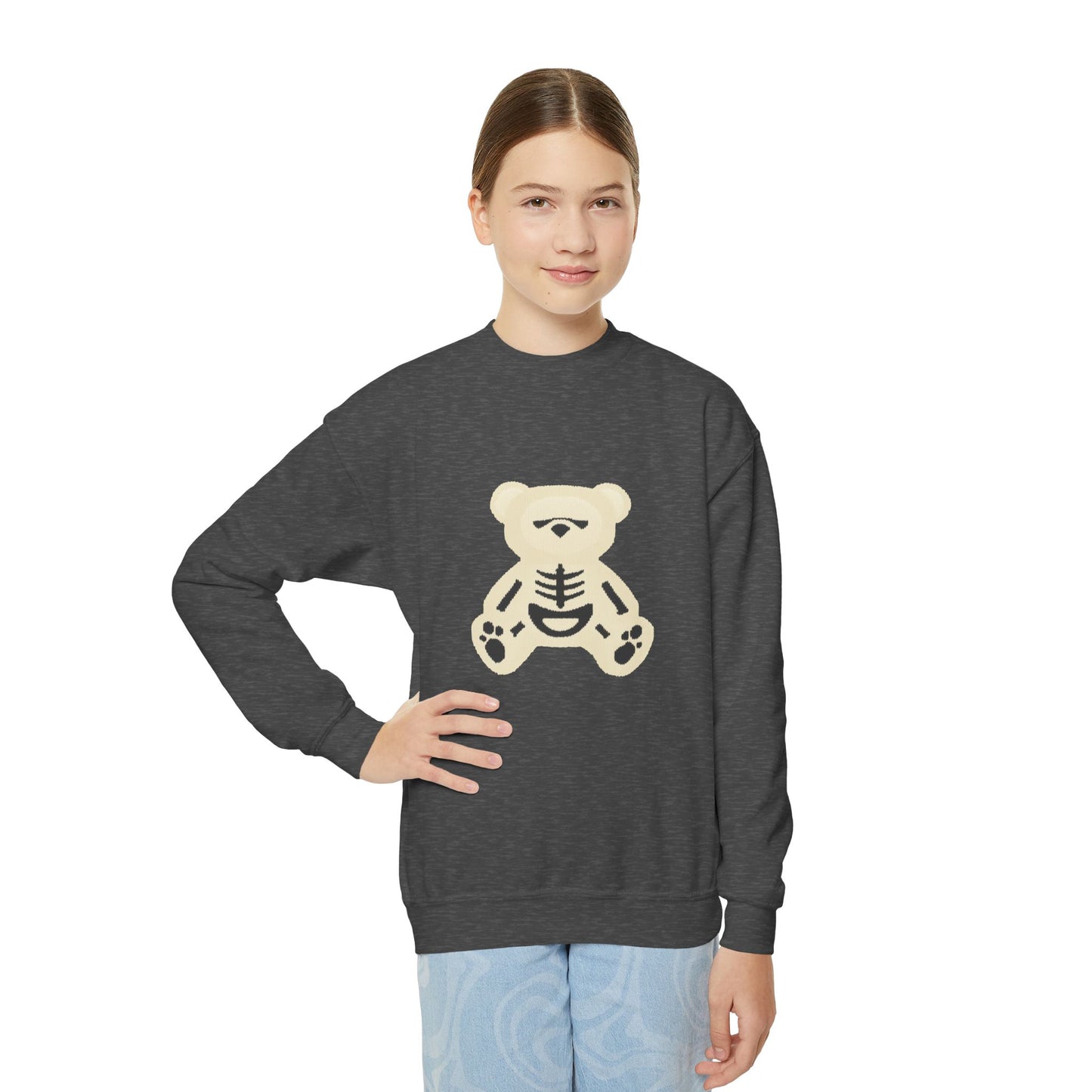 Skeleton Teddy Bear Sweatshirt | Y2K Streetwear Crewneck | Oversized Aesthetic Pullover | Cozy Fall Hoodie | Trending TikTok Outfit 2025