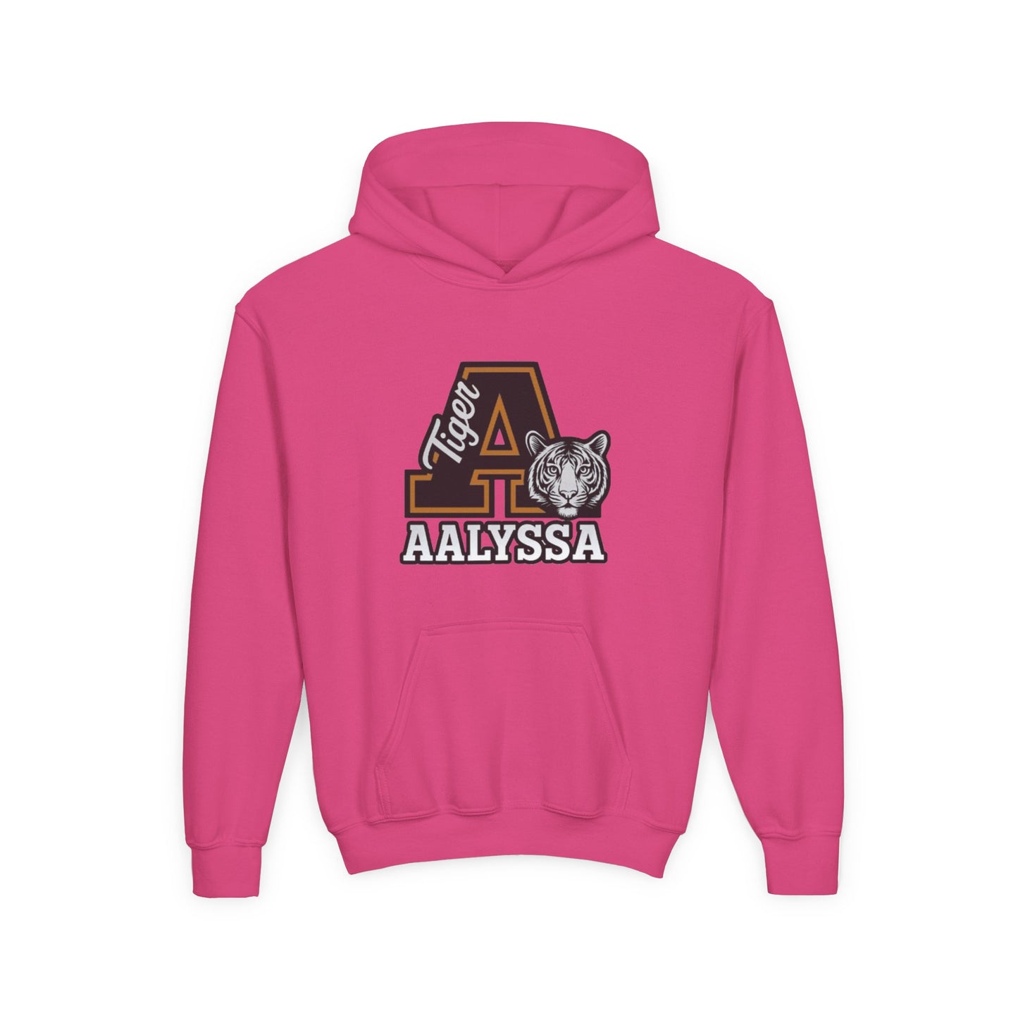 Customizable Big A - Youth Heavy Blend Hooded Sweatshirt - Tiger Theme - Customizable/ Personalize