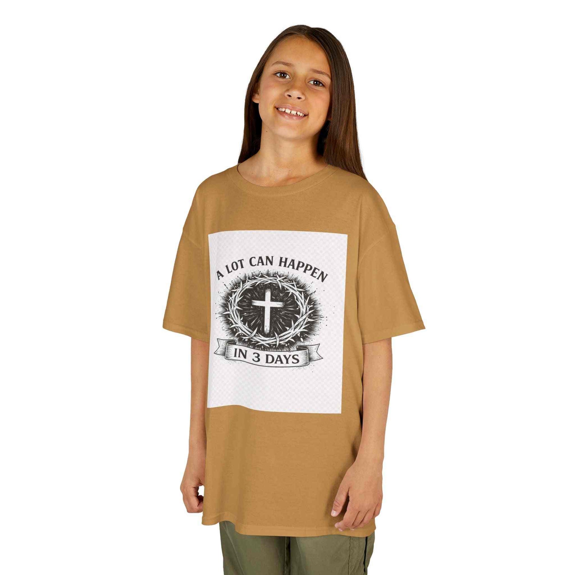 Kids Tee with vintage faith cross design on soft breathable cotton