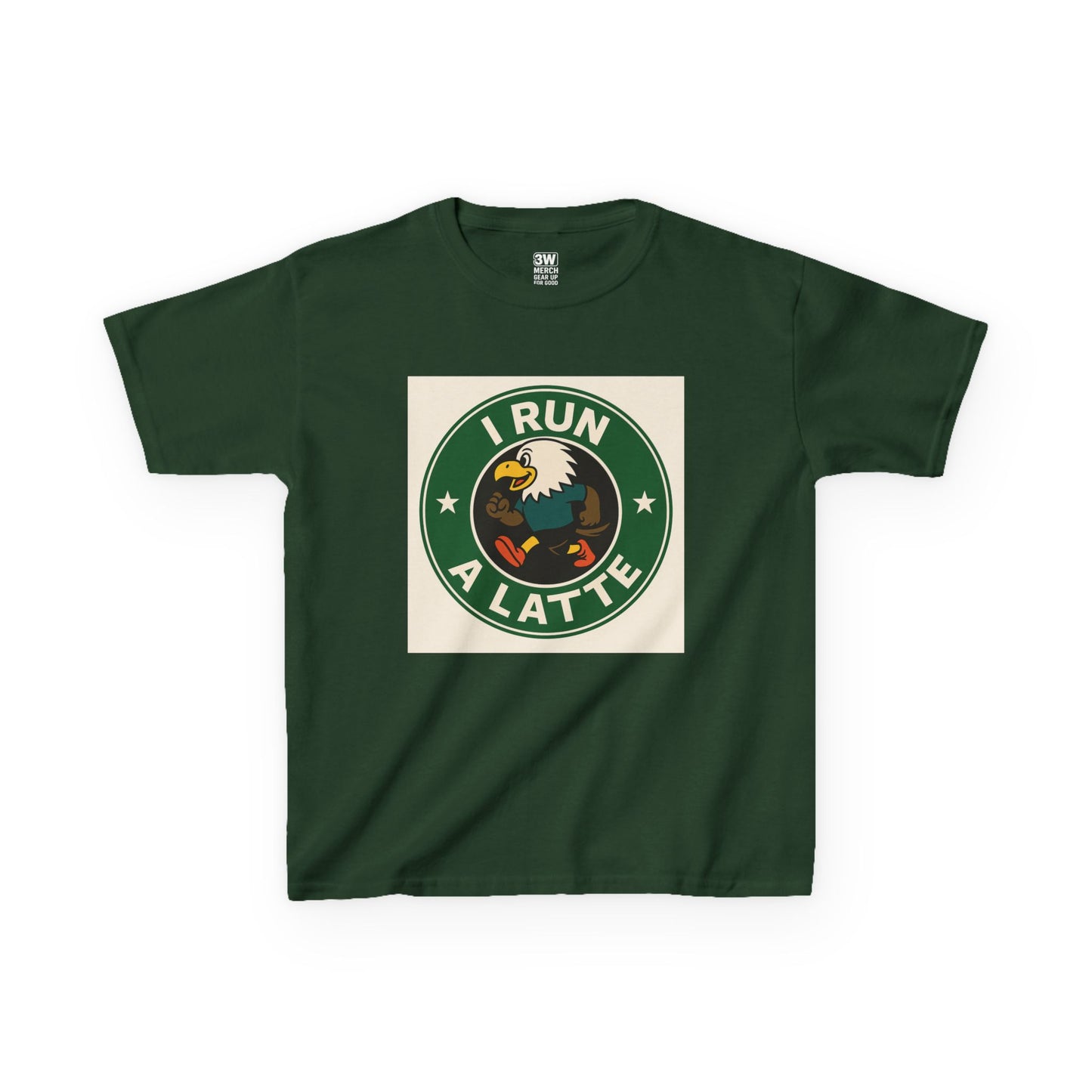 I Run a Latte Shirt – Funny Running Eagle Coffee Lover Tee, Marathon Runner Gift, Fitness & Caffeine Humor Top