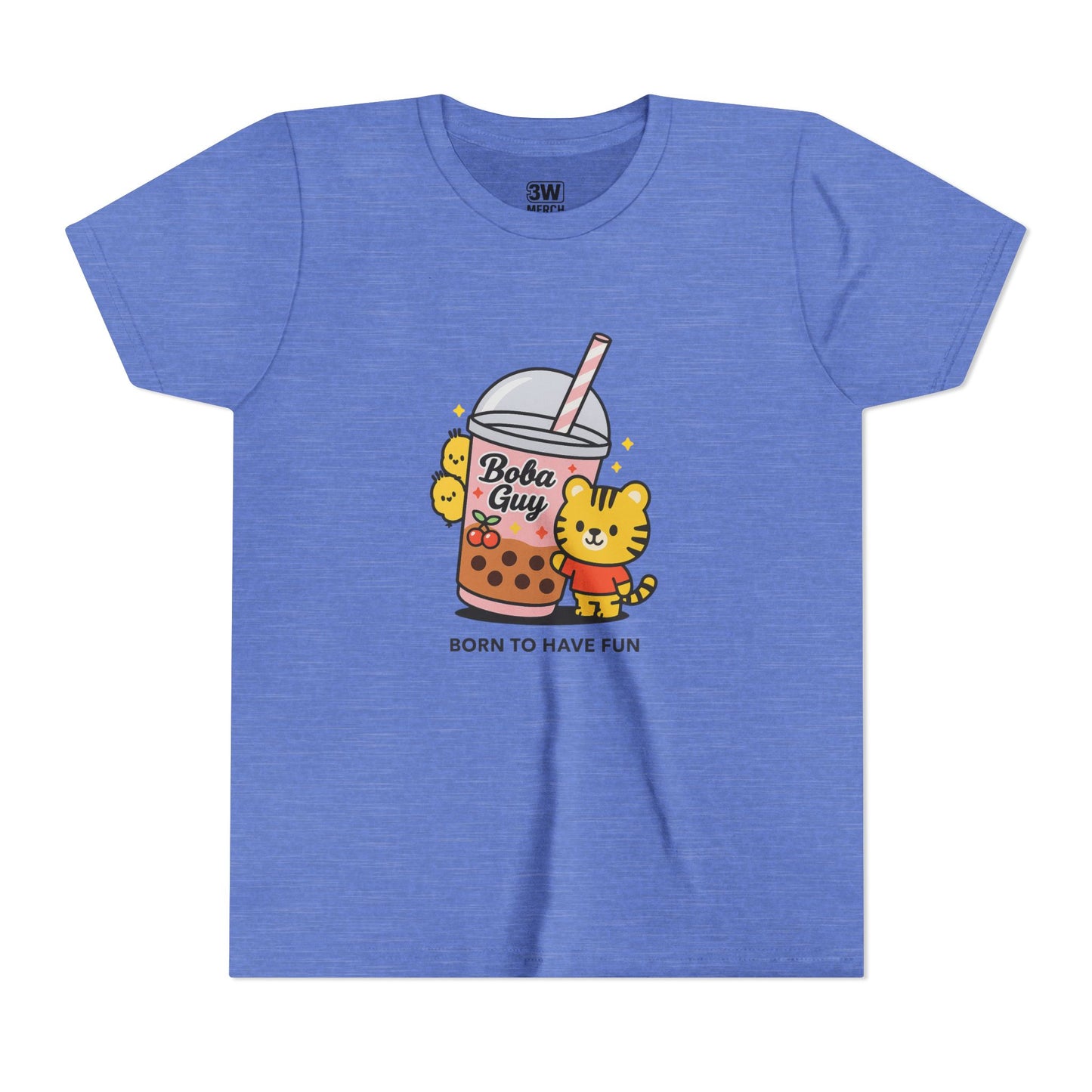 Kawaii Tiger Boba Tee – “Born to Have Fun” | Cute Boba Shirt | Y2K Kawaii Aesthetic | K-Pop Core Outfit | Bubble Tea Lover Gift | Trendy Graphic T-Shirt
