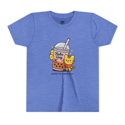 Kawaii Tiger Boba Tee – “Born to Have Fun” | Cute Boba Shirt | Y2K Kawaii Aesthetic | K-Pop Core Outfit | Bubble Tea Lover Gift | Trendy Graphic T-Shirt