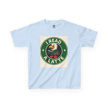 Funny Coffee Lover T-Shirt – “I Read A Latte” Bookworm Eagle Tee for Readers & Caffeine Fans