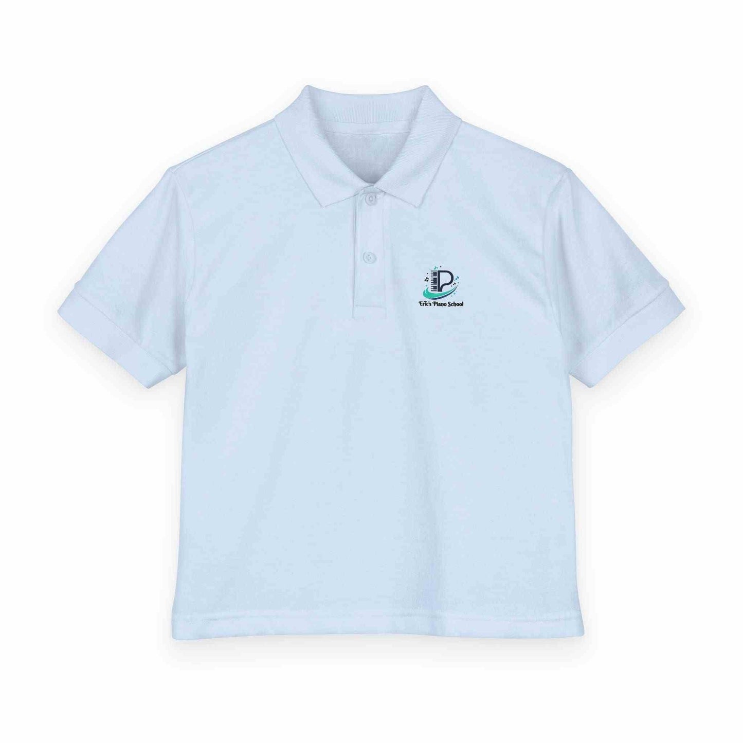 Youth polo shirt with small school logo made of breathable DryBlend fabric