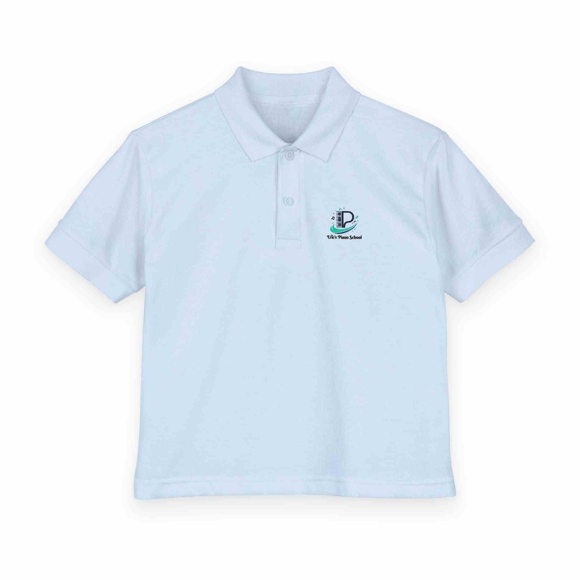 Youth polo shirt with small school logo made of breathable DryBlend fabric