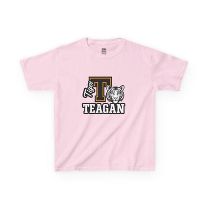 Custom Varsity Letter T-Shirt with Tiger Mascot | Personalized School Spirit Tee | Evelyn Name Shirt for Kids