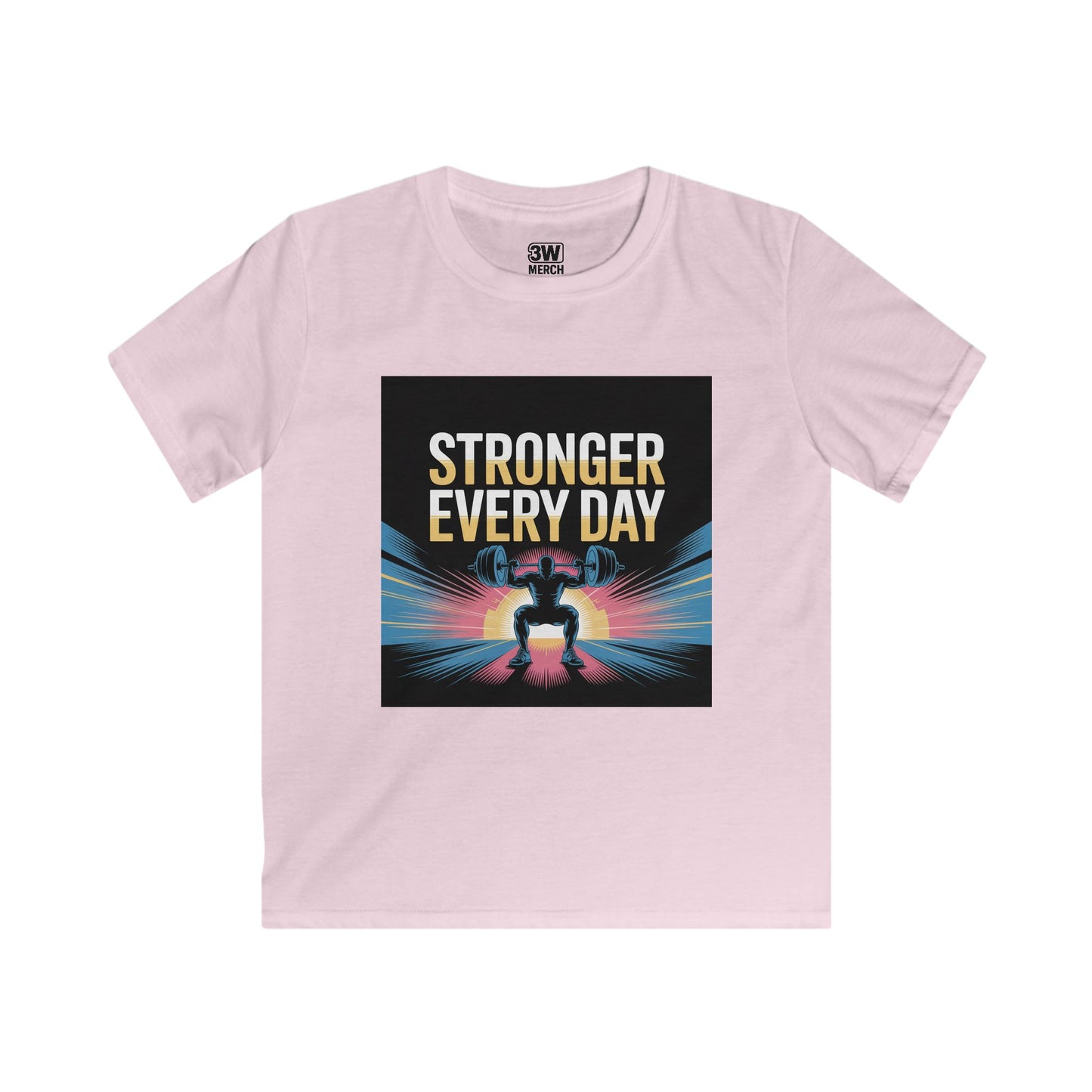 Youth Motivational T-Shirt - Stronger Every Day Graphic Tee for Kids, Fitness Enthusiasts, Gifts for Birthdays, Encouraging Active Lifestyle