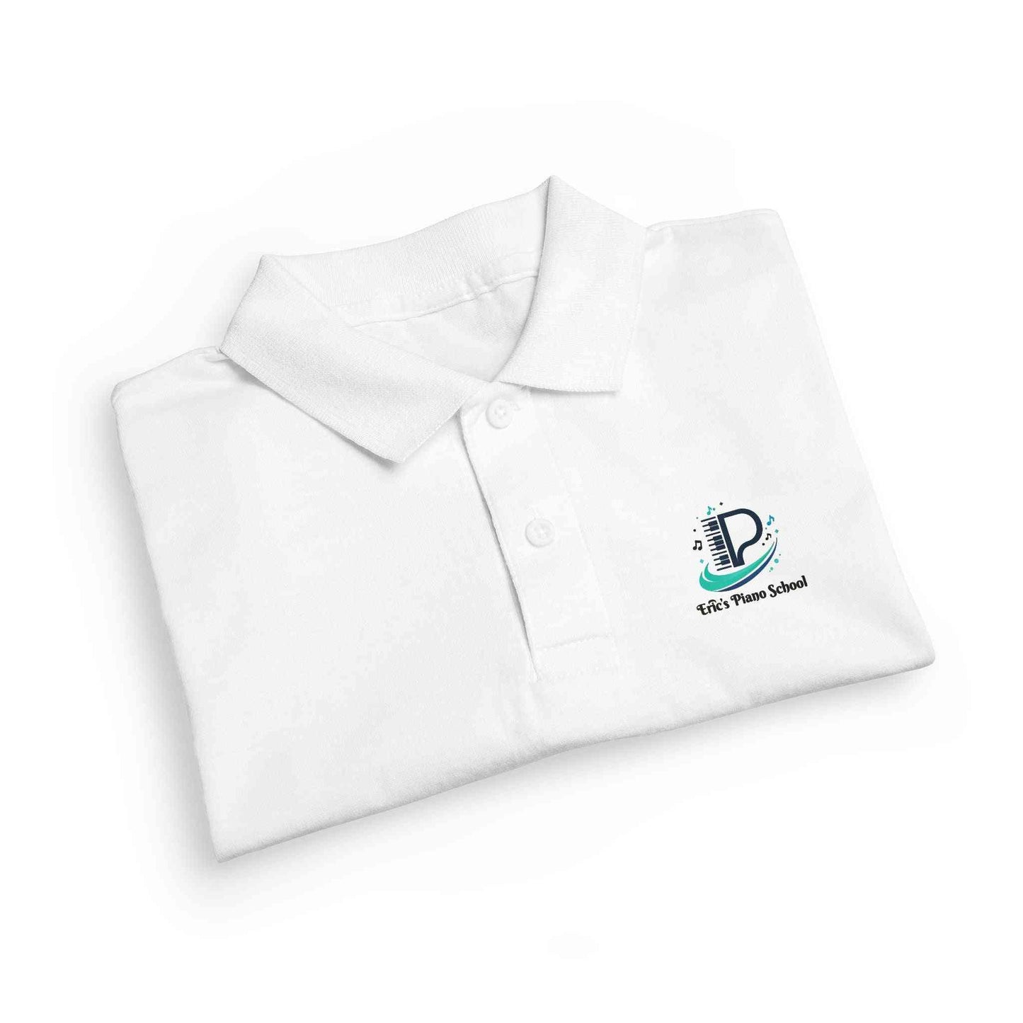 Youth polo shirt with small school logo in breathable DryBlend fabric and three-button placket