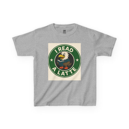 Funny Coffee Lover T-Shirt – “I Read A Latte” Bookworm Eagle Tee for Readers & Caffeine Fans