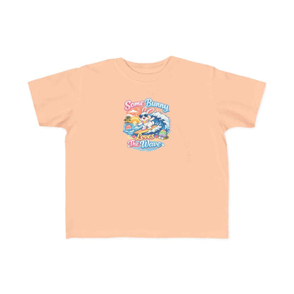 Some Bunny Loves The Wave Easter T-shirt with surfing bunny and sunset wave design
