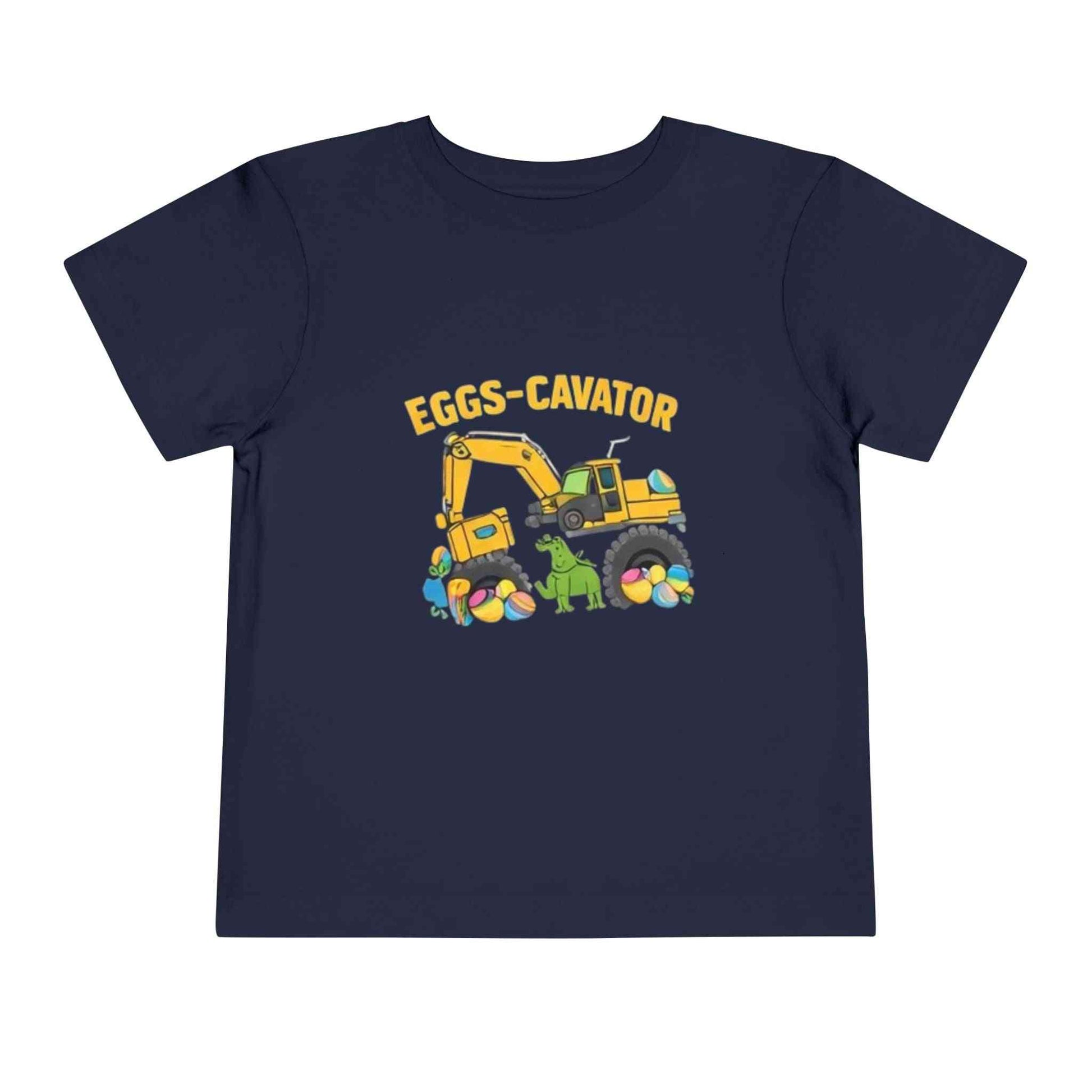 Toddler Easter shirt with cute Eggs-cavator construction digger and colorful eggs design