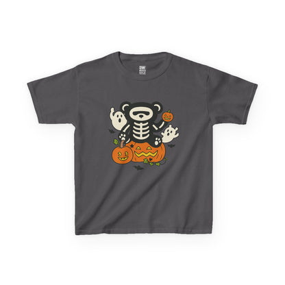 Kids Halloween Skeleton Bear T-Shirt – Cute Spooky Ghost & Pumpkin Graphic Tee for Boys & Girls