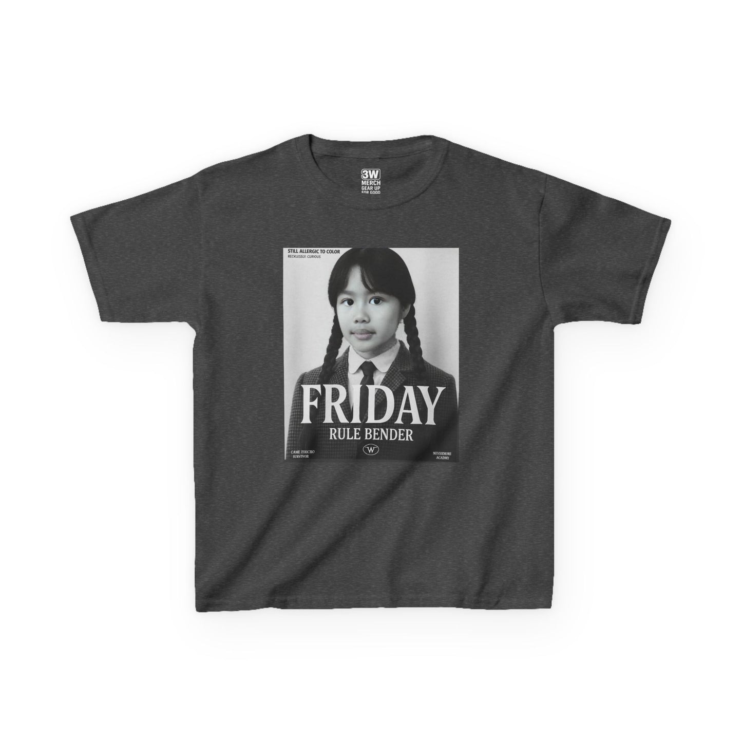 Custom “Friday Rule Bender” T-Shirt — Personalized Face Tee | Dark Academia Kawaii | Aesthetic Y2K Outfit | Halloween Cute Creepy Vibes | Custom Day of the Week Shirt