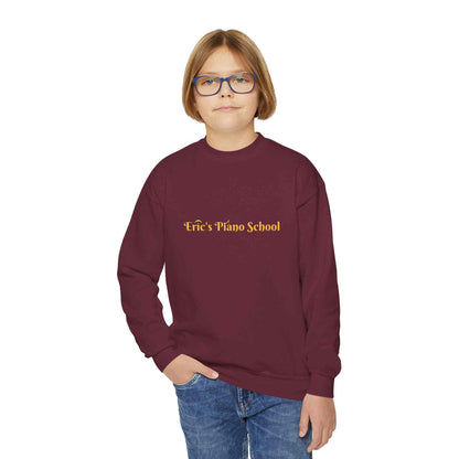 Youth sweatshirt cozy oversized crewneck with piano school emblem for young music learners