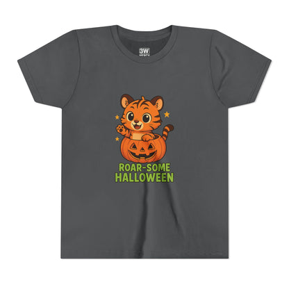 Roar-some Halloween Youth Tee | Fun Kids' Shirt for Halloween Parties, Trick-or-Treating, Costume Events, Autumn Wear, Gift Ideas, Motivation T-shirts