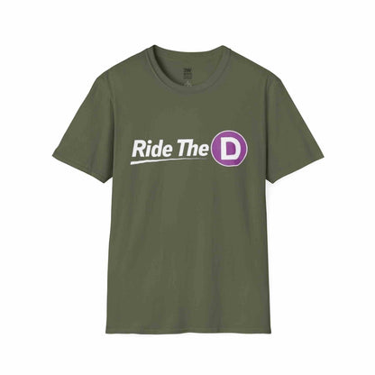 Black Ride The D T-shirt with purple subway token graphic and white text