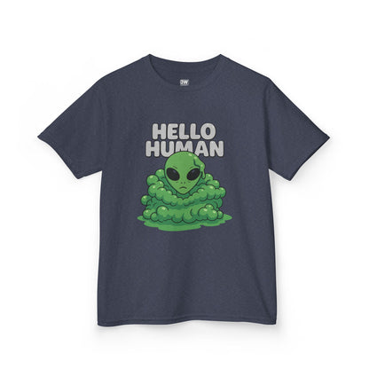 Kids Alien Graphic Tee, Fun Tee for Kids, Cute Monster Shirt, Birthday Gift, Unique Kids Apparel, Hello Human Design