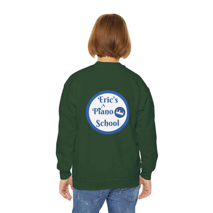 Youth sweatshirt with piano school emblem on cozy crewneck sweatshirt for young learners.