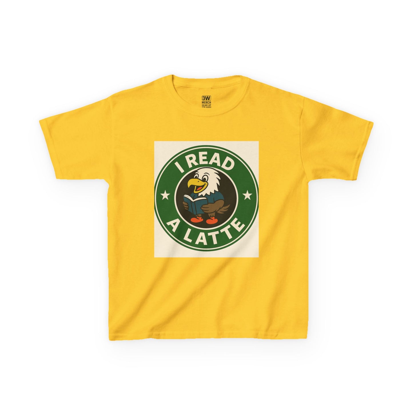 Funny Coffee Lover T-Shirt – “I Read A Latte” Bookworm Eagle Tee for Readers & Caffeine Fans