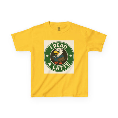 Funny Coffee Lover T-Shirt – “I Read A Latte” Bookworm Eagle Tee for Readers & Caffeine Fans