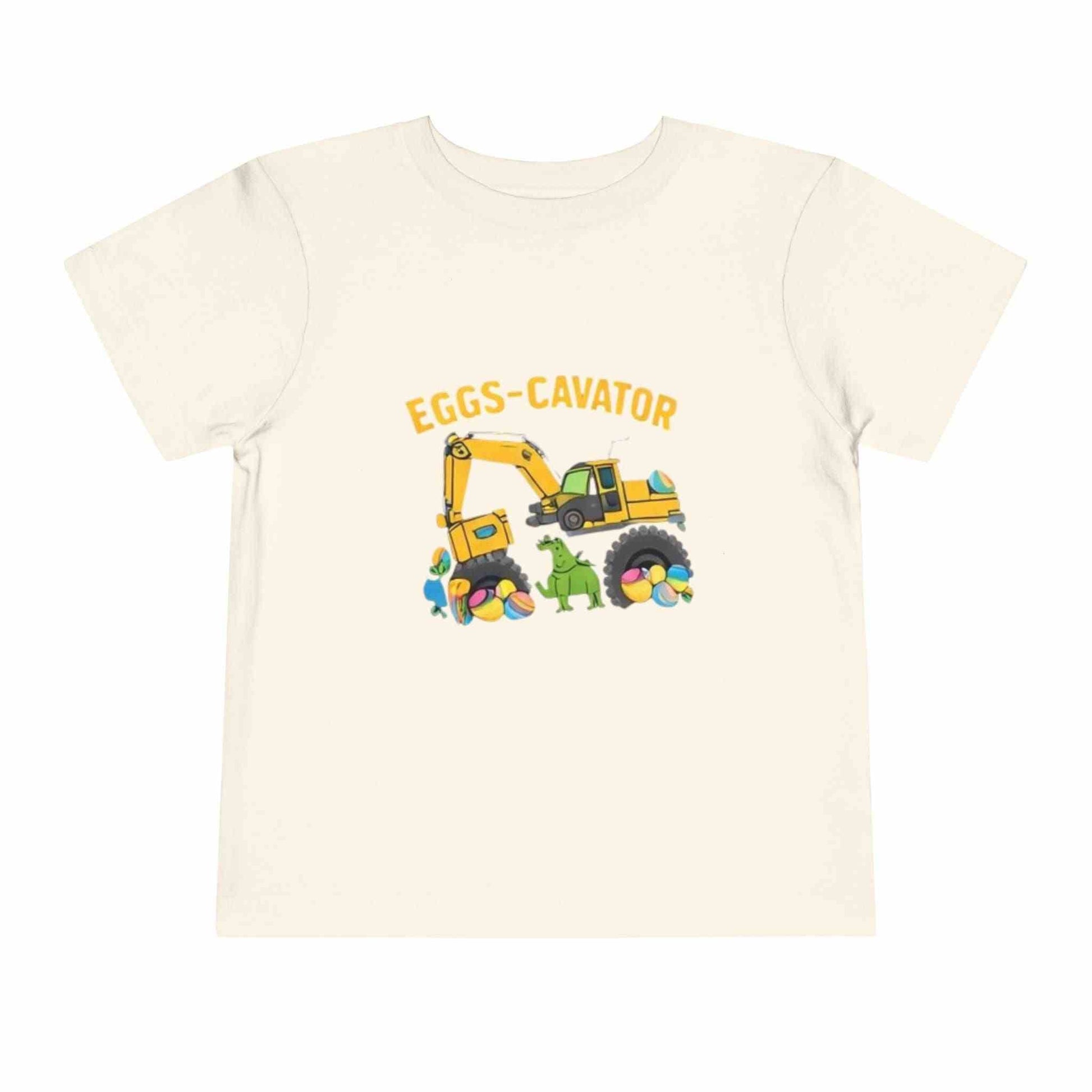 Toddlers Easter tee with cute Eggs-cavator excavator and colorful eggs graphic