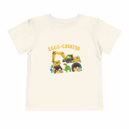 Toddlers Easter tee with cute Eggs-cavator excavator and colorful eggs graphic