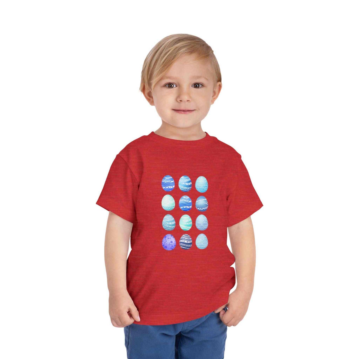 Blue watercolor Easter eggs boy toddler tee soft breathable cotton shirt