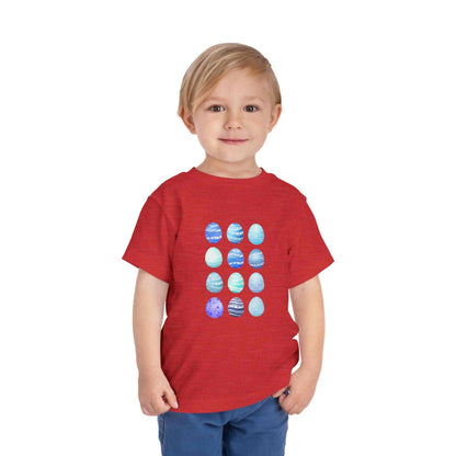 Blue watercolor Easter eggs boy toddler tee soft breathable cotton shirt