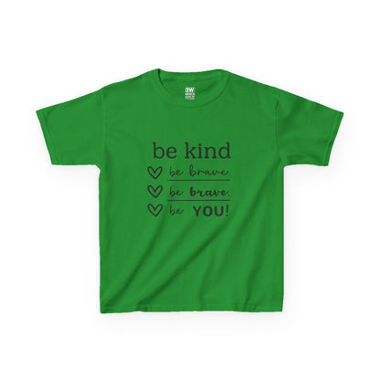 Kids Tee Inspirational Be Kind Be Brave Motivational Shirt Kids Inspirational Tee, for Boys and Girls, Everyday Wear, Gift for Children