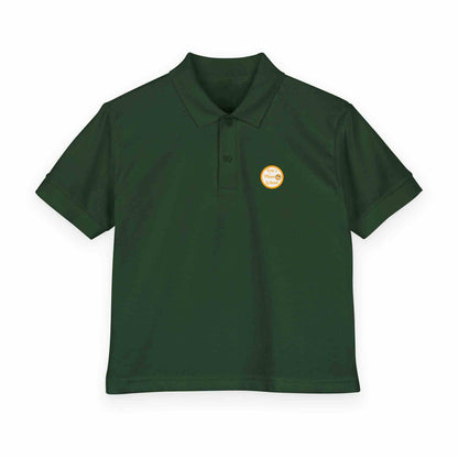 Youth gold polo shirt with Eric's Piano School logo for kids music lessons