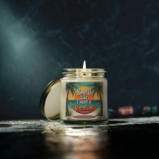 Vacation Vibe Scented Candle - Tropical Coconut Apricot Wax, Ideal for Relaxation, Gift for Her, Home Decor, Beach Lovers